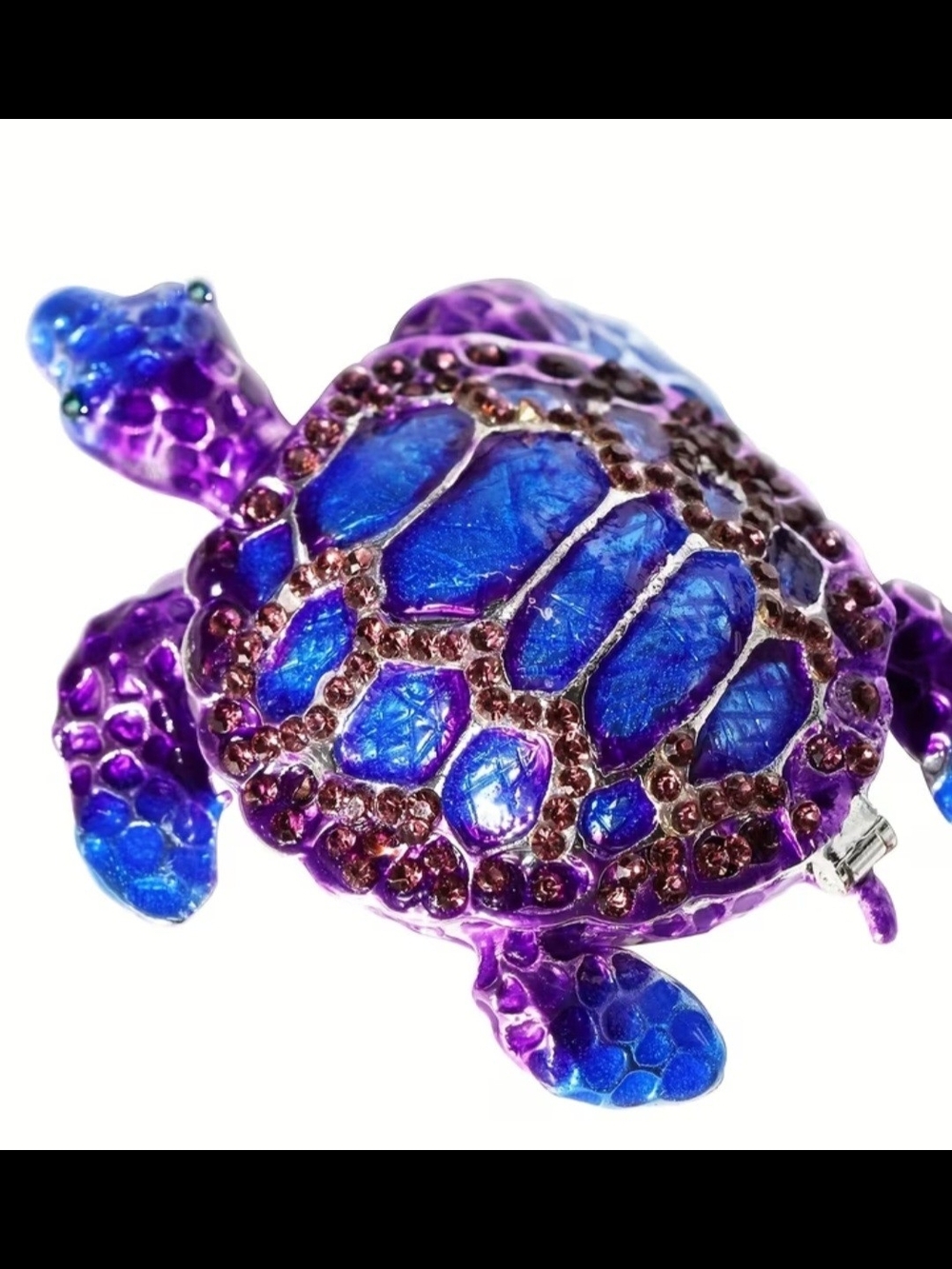 Hand-Painted Purple & Blue Turtle Trinket Box
